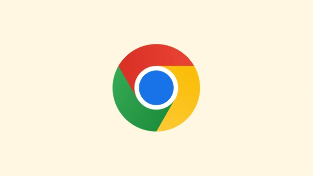 Det runde Chrome-logo på en gul baggrund.